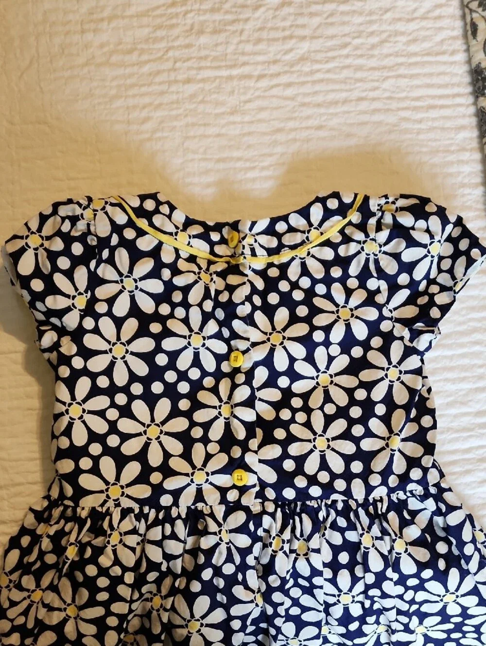 Gymboree Navy White Daisy Dress with Yellow Trim